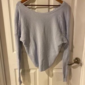 Drop shoulder open back sweater